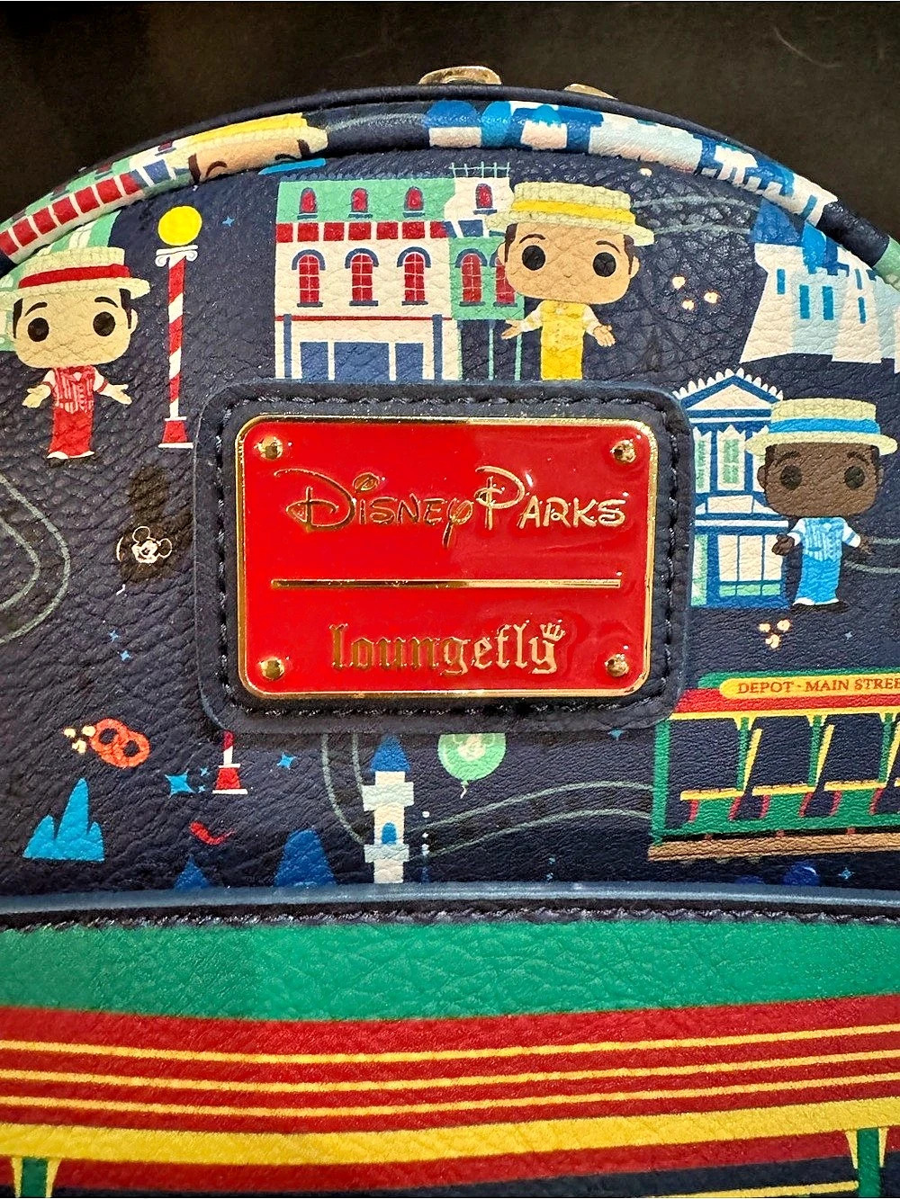 Loungefly Disney Parks Main Street Dapper Dans Mini Backpack Blue & Red - Picture 2 of 5